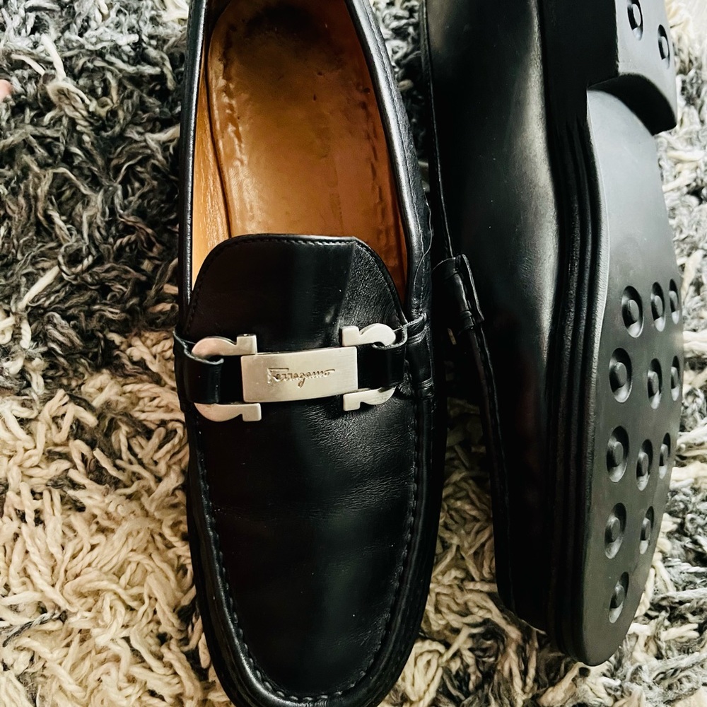 Mens Ferragamo loafers with Ferragamo silver name bit